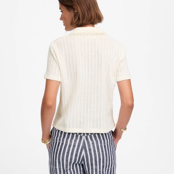 Madewell Crochet-Knit V-Neck Sweater Tee - Picture 4 of 7